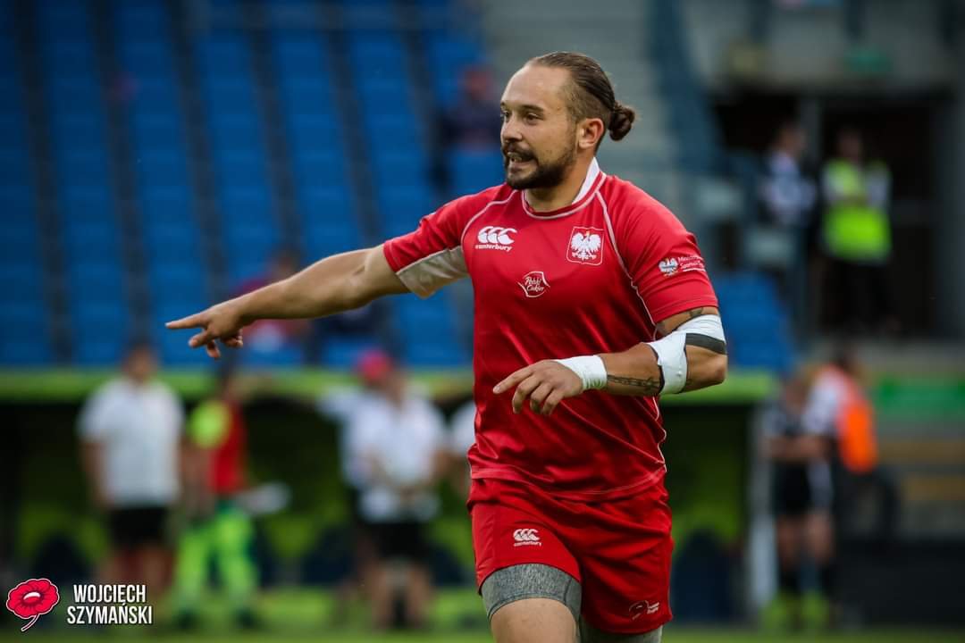 Wojciech Brzezicki w koszulce reprezentacji Polski w rugby
